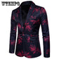 Mens Fashion Linen Blazers Men Suits African Print Casual Slim Fit Jacket Men Suit
