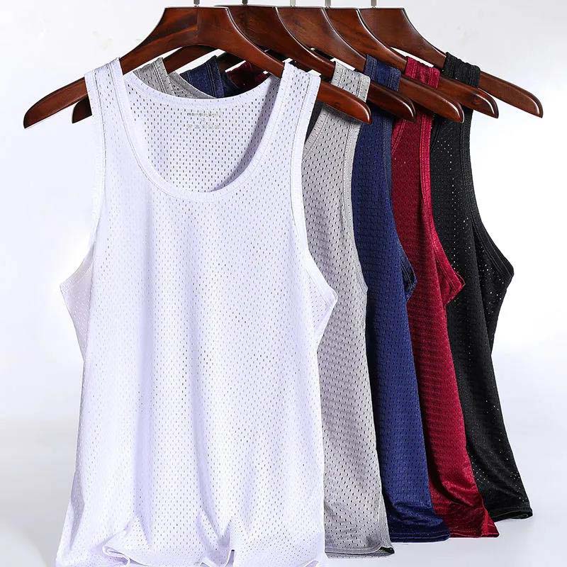 Summer Mesh Vest Men's Sports Fitness Quick-drying Hollow Breathable Loose Thin Bottoming Vest