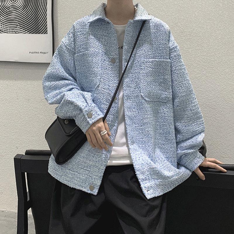 Temperament Jacket Men's Xiaoxiang Wind Lapel Early Autumn Long-sleeved Couple Casual Loose All-match Top Long-sleeved Warm Jacket