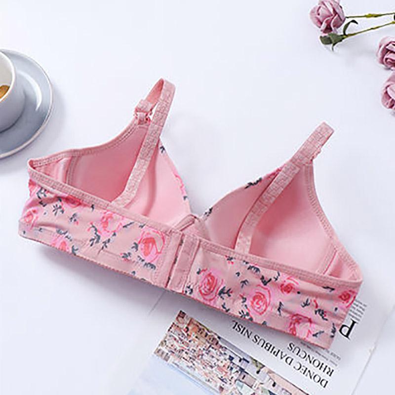 Sexy Light Surface Large Size No Steel Ring Rose Comfortable Skin-friendly Breathable Gather Bra To Collect Breast Bra