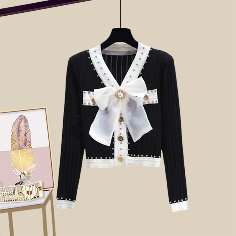 Women's Temperament French Waist Small Coat Shawl Thin and Age-Reducing Bow Knot Sweater with Dress