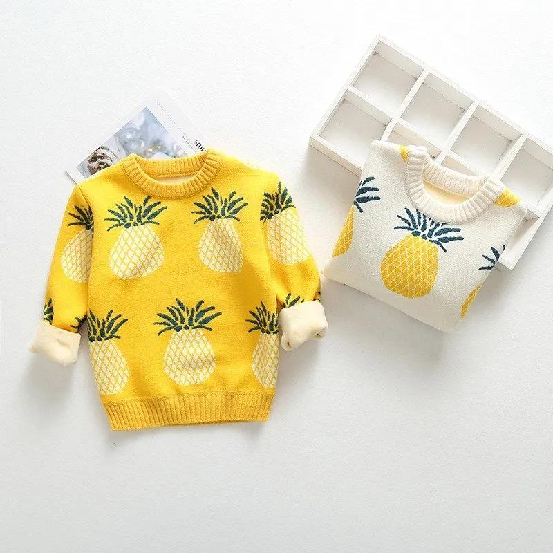 Children's Sweaters Autumn and Winter Boys' Sweaters Thickened Turtleneck Round Neck Warm Clothes Bottoming Shirt Plus Velvet