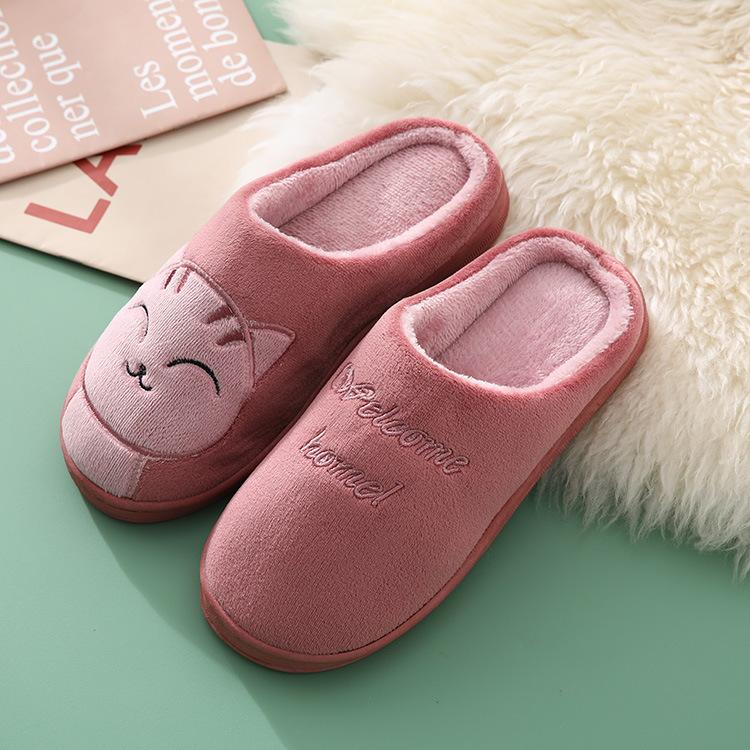 Winter Couple Cotton Slippers Home Warm Cotton Slippers Cute Cartoon Lucky Cat Slippers