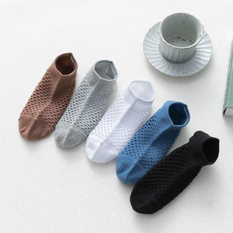 Socks Men's Socks Summer Thin Low-top Shallow Boat Socks Breathable Mesh Summer Black and White Short Tube Sweat-absorbing and Deodorant