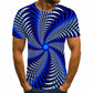 3D Swirl Print Shirt Summer Men T-shirt Personality Streetwear High Street Half Sleeve Tees Casual Breathable Pullover