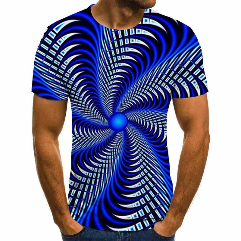 3D Swirl Print Shirt Summer Men T-shirt Personality Streetwear High Street Half Sleeve Tees Casual Breathable Pullover