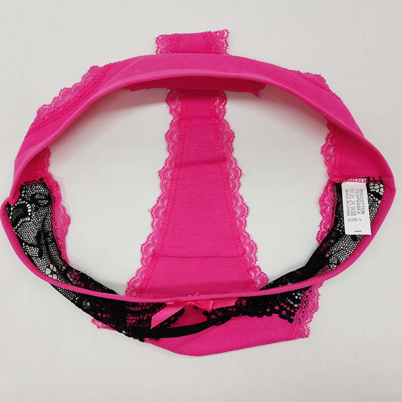 6pcs/set of Pure Cotton Underwear Women T-back Sexy Fashion Plus Size Thong Lace Solid Color Underwear