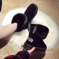 Snow Boots Women's Thick Furry Shoes Winter Cotton Shoes Women's Flat-heeled Mid-tube Boots Ankle Boots