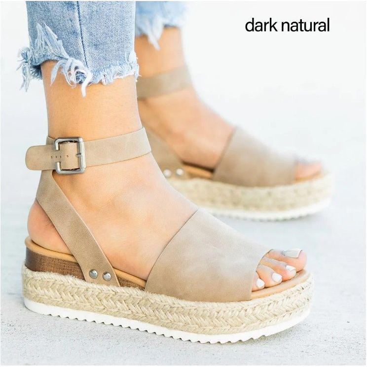 35-43 Yard Leopard Pattern Hemp Rope Female Casual Sandals Thick Bottom Comfortable Sandals