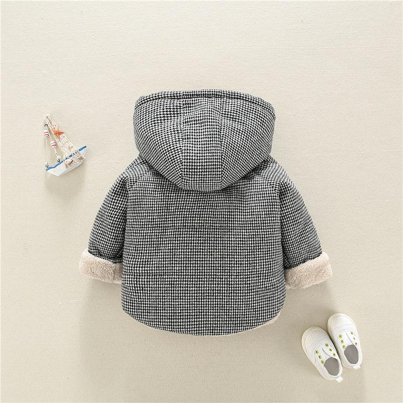 Children's Clothing Cotton Winter Clothing Suit Plus Velvet Thickening Cartoon Male and Female Baby Korean Children Hooded Jacket