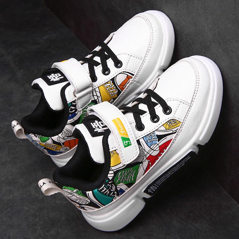 Casual Men's Single Shoes PU Leather Board Shoes White Shoes Waterproof Single Shoes Children's Shoes Low Top