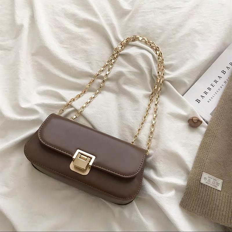Metal Chain Women Shoulder Messenger Bags Casual Portable PU Leather Multi-Layer Large Capacity