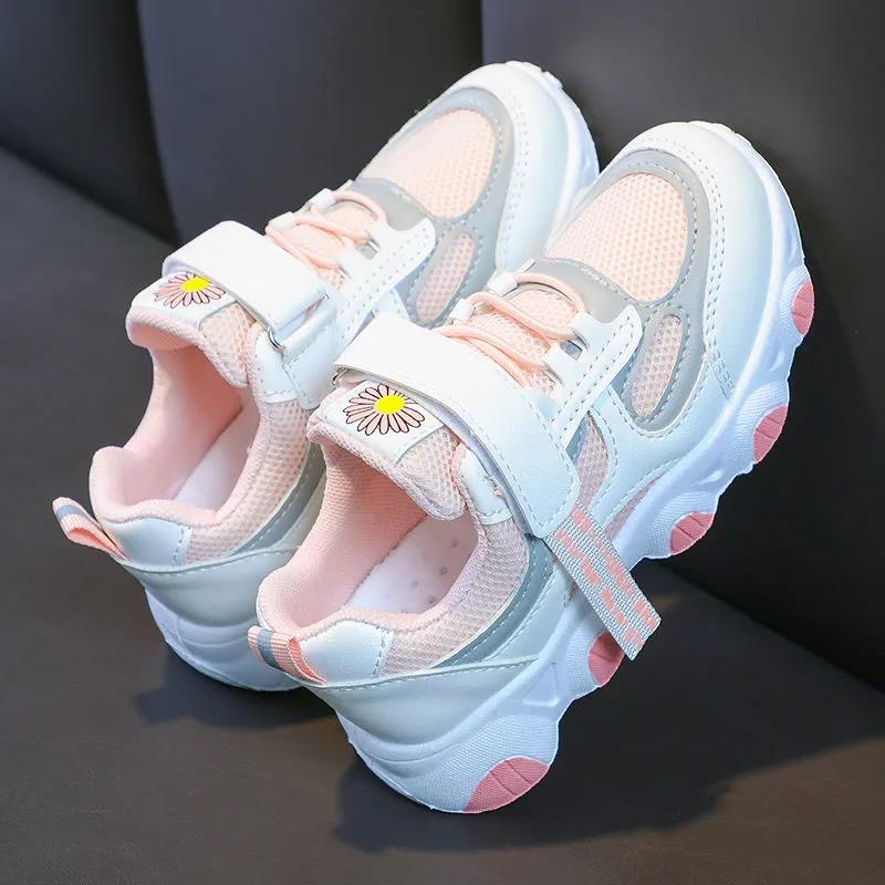 2021 Trend High Quality Children Sping Shoes Breathable Sneakers for Girls Lightweight Kids Sports Soft Bottom