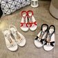 Summer Korean Women's Sandals Fashion Bohemian Non-slip Flat Heel All-match Sandals Casual Rhinestone Student Women's Shoes