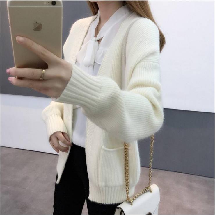 Cardigan Sweaters Women Autumn Winter Fashion Long Sleeve Knitted Sweaters Loose Cardigan Coat