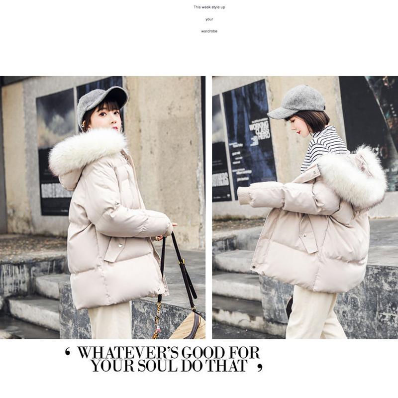 Real Shot Thickening Fashion Women's Down Jacket Wild Hooded Short Korean Cotton Jacket
