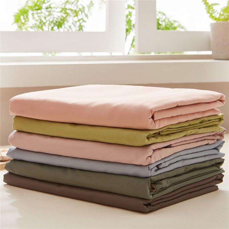 Bedding Solid Color Three-piece Set One-piece Bed Sheet Two Pillowcases Single Double Bed Cotton Cloth Breathable and Mechanically Washable