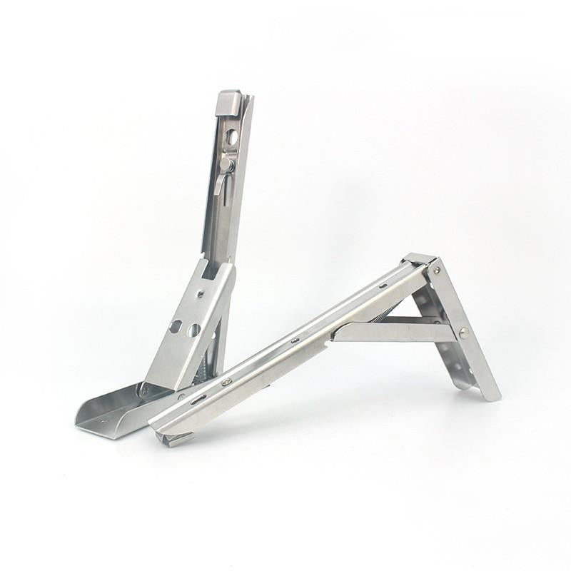 2x 8-14 Inch White Folding Angle Bracket DIY Home Table Bench Adjustable Wall Mounted Durable Bearing Shelf Bracket