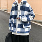 Loose Woolen Coat Men's Thickened Temperament Casual Color Contrast Plaid Coat Men's Mid-length Button Cardigan Warm Coat