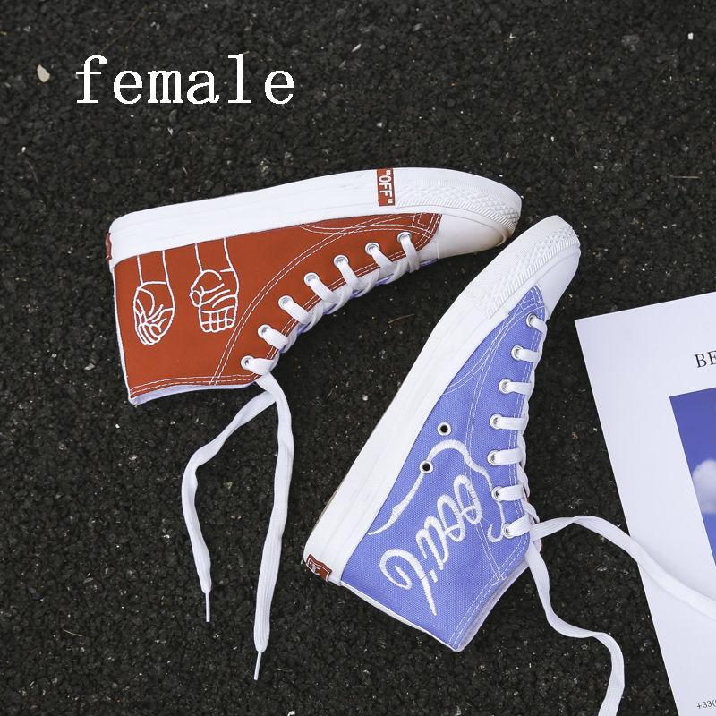 Couple Shoes Fashion Women Canvas Shoes High Top Sneakers Men Flats Shoes White Black Casual Shoes Tenis Feminino