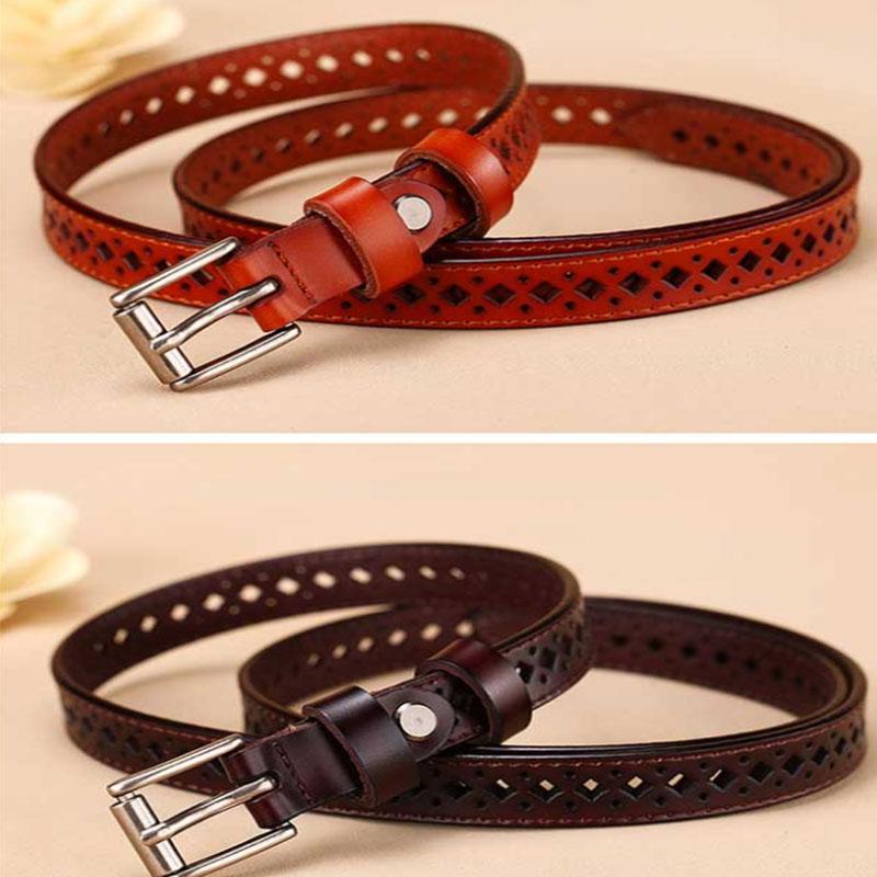 Hollow Ladies Leather Belt Belt Slim Fitted Skirt Leather Pants White Versatile