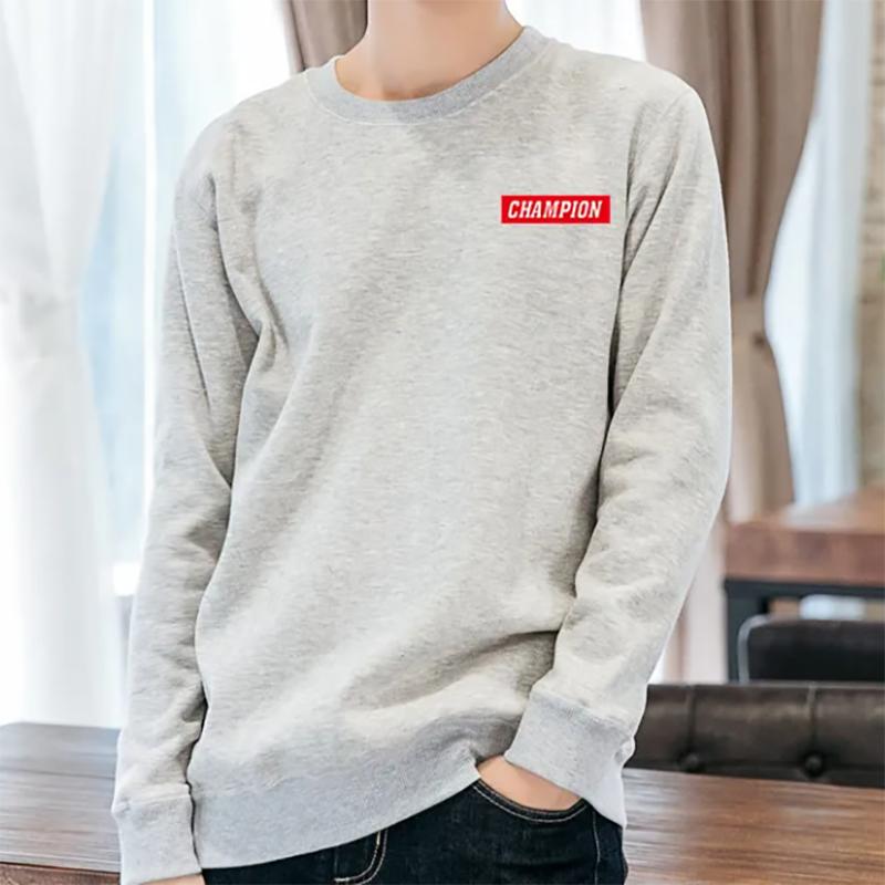 Pure Cotton Men's Sweater Autumn Sweatshirts Plush Thickening Long-sleeved Men's Loose Thick Round Neck Large Size