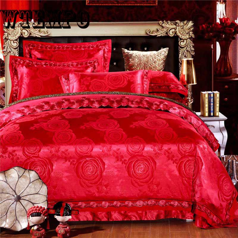 Home Textile Jacquard Luxury Bedding Set Bedlinen  Lace Duvet Cover Sheet Pillowcase