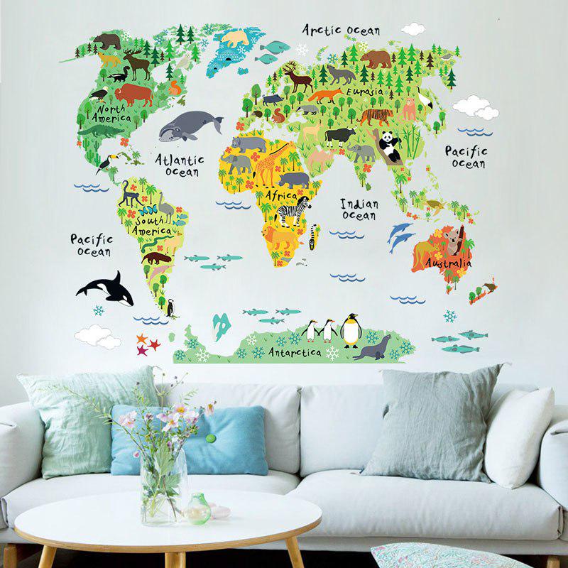 [Wall sticker ]Diy Animal World Map Wall Stickers For Kids Rooms Boys Girls Children Bedroom Wall De