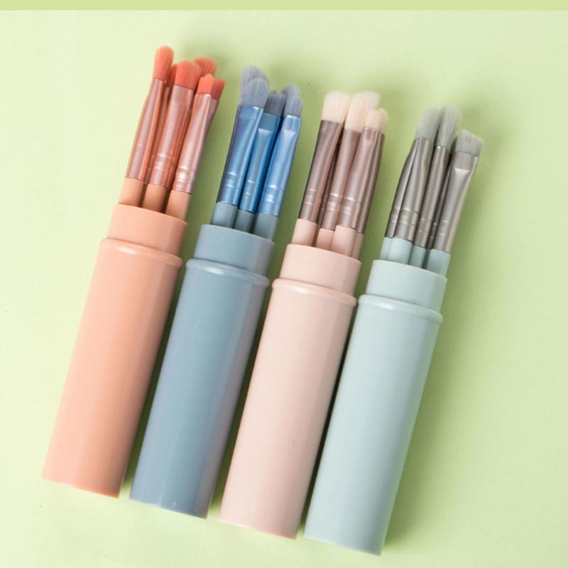 6pcs Eye Shadow Brush Set Full Set of Beginner Eye Shadow Brush Soft Hair Storage Tube Nose Shadow Brush Smudge Brush Lip Brush Makeup