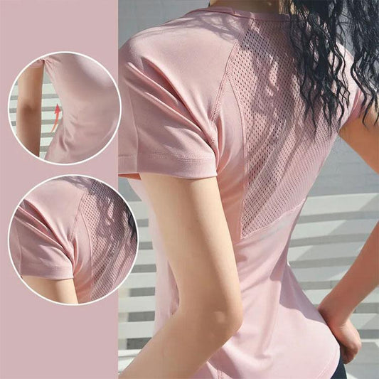 Women's Quick-drying Sports Short-sleeved Breathable Slim Running Tops Half-sleeved Training Fitness Clothes Short-sleeved Girl's T-shirt Yoga Clothes
