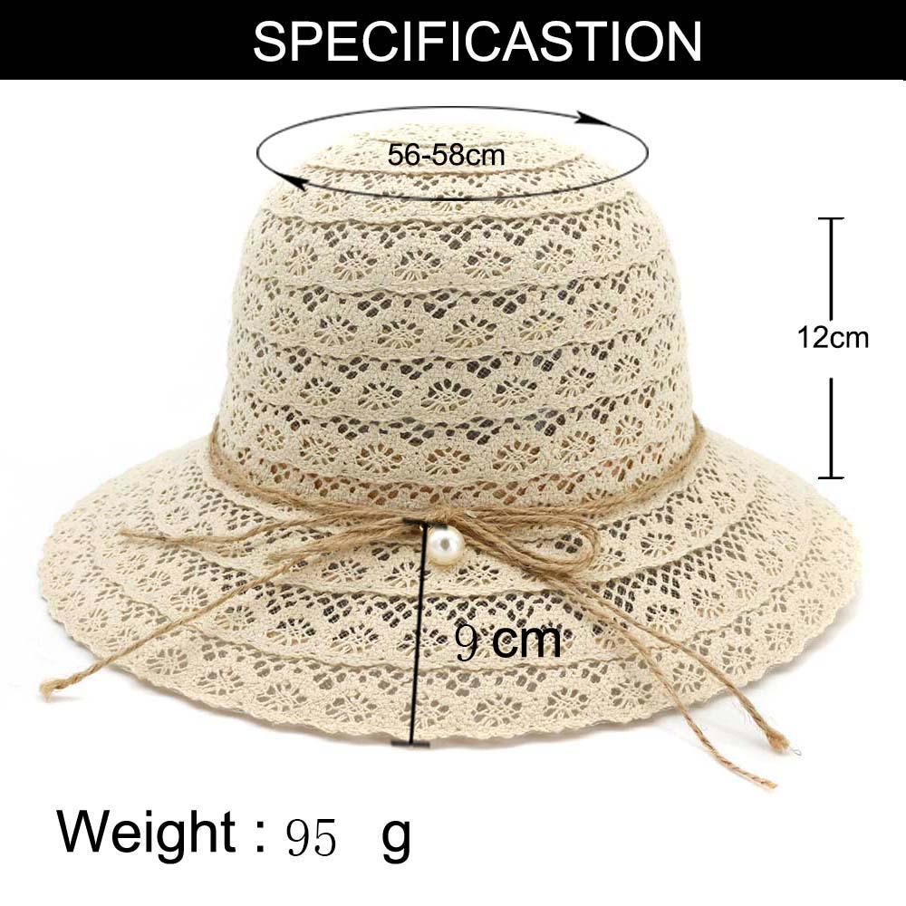 Straw Hat Women Straw Hat Foldable Outdoor Travel Seaside Beach Sunscreen Cap Pearl Hat