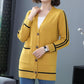 Spring and Autumn All-match Jacket Striped Pattern Mid-length Sweater Fashion Simple Style Female Top