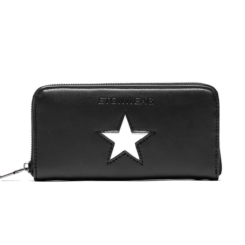 Long Wallet Men Women Anti-theft Leather Pentagram Mobile Phone Card Package Clutch Coin Bag