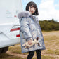 Children's Warm Down Jacket Girls Mid-length Plus Velvet Thickened Children's Clothing Kids Windbreaker