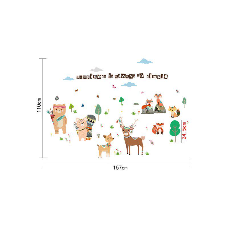 [Wall sticker ]Animal Paradise Wall Stickers For Kids Rooms Nursery Deer Bear Butterfly Children Bed