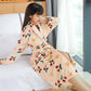 Women's Winter Coral Velvet Pajamas Robe Nightgown Flannel Bathrobe Long Thickened Plus Velvet Nightgown Loose Lace Home Clothes