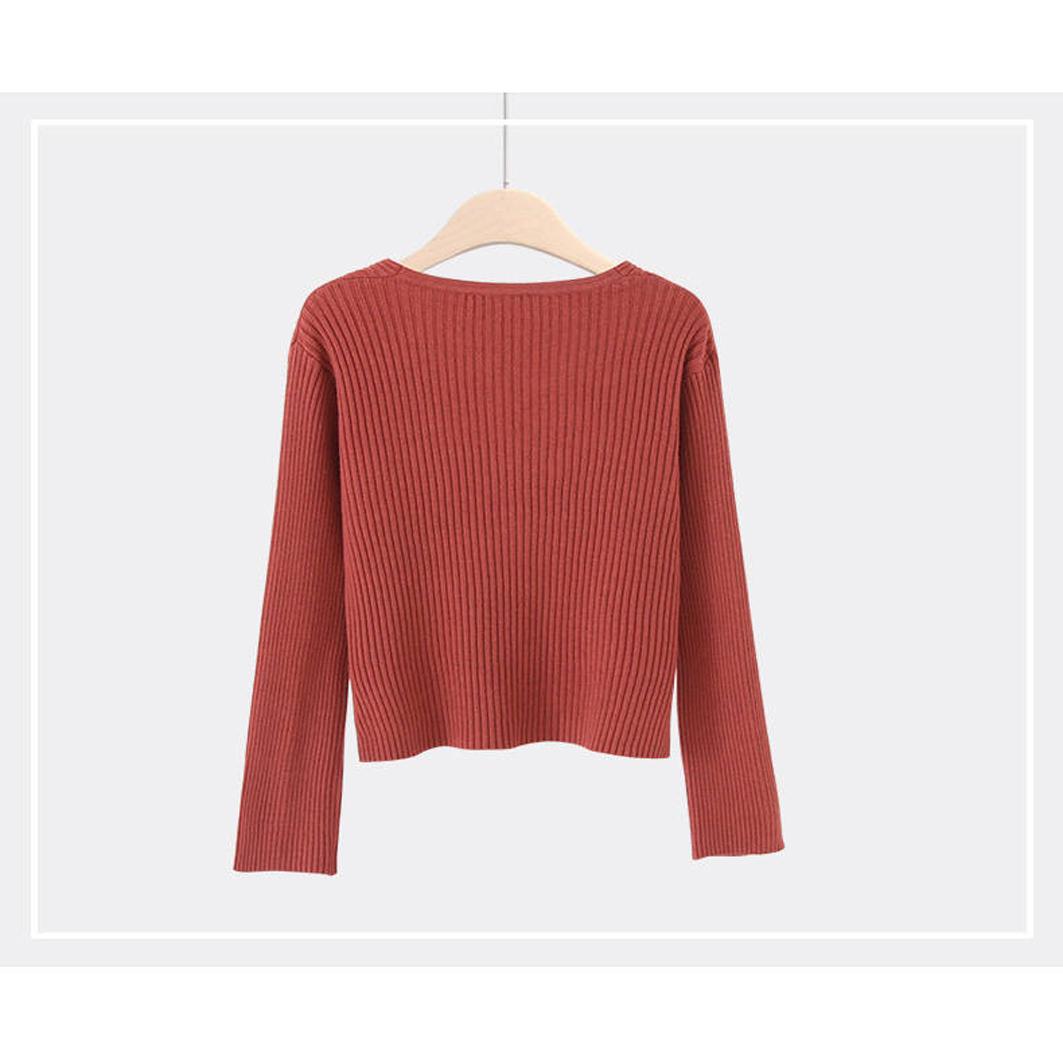 Core-Spun Yarn Solid Color Sunken Stripe Sweater Cardigan Women's Autumn and Winter V Neck Sweater