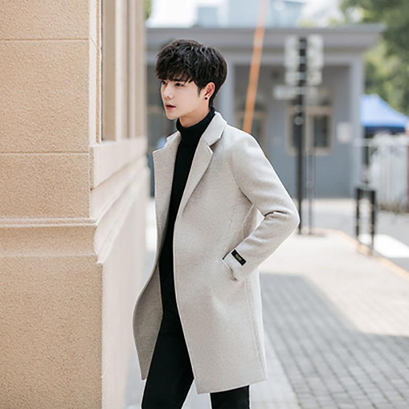 Autumn and Winter Mid-length Windbreaker Jacket Men Winter Plus Cotton Thick Coat Men