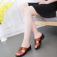 [Top Layer Cowhide] Mother Sandals Slippers Women's Leather Summer Sandals Soft Bottom Middle Heel Non-slip Wear-resistant Slippers Simple All Match