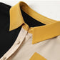 ChiffonTurn-down Collar 3/4 Sleeved Dress Spring and Autumn Large Size Loose Above Knee Length Buttons Color Stitching