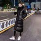 Winter Bright Face Ladies Long Padded Jacket with Hooded Stand-up Collar Slim Fit Thick Warm Down Padded Jacket Simple and Versatile Loose Warm Jacket