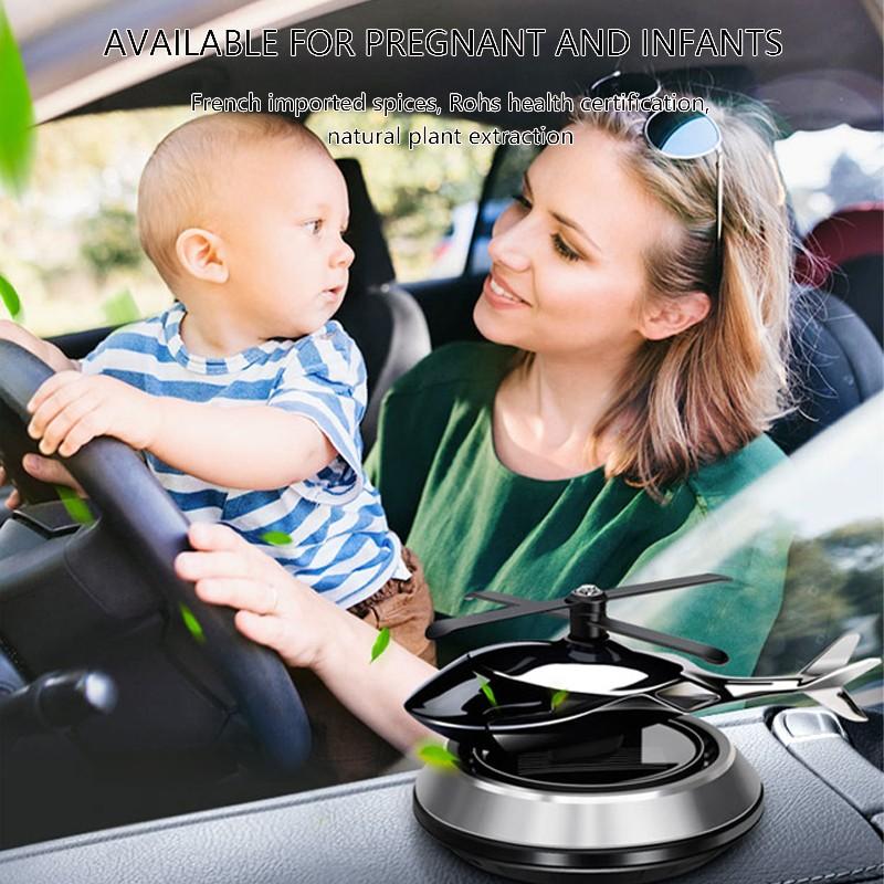 Helicopter Shape Solar Aroma Diffuser Car Decoration Ornaments Aluminum Alloy Solar Rotating Aircraft Car Accessories