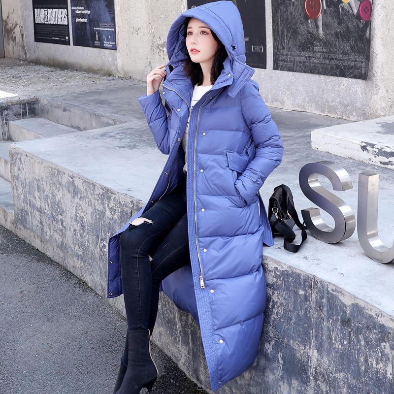 Winter Fashion Korean Style Shiny Thickened Loose Mid-length Down Jacket Women Over The Knee Warm and Comfortable Jacket