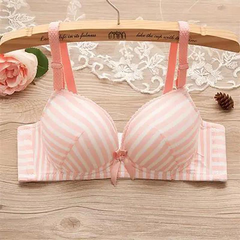Korean Version of Sexy Stripes Smooth Comfortable Skin-friendly Thin No Steel Ring Gathered Women's Underwear Bra