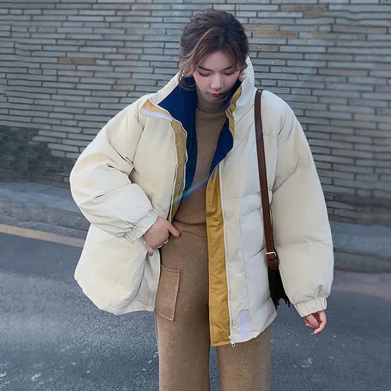 Winter Women's Down Jacket Korean Fashion Loose Cotton-padded Jacket Thick Warmth Short Stand-up Collar Cotton Jacket