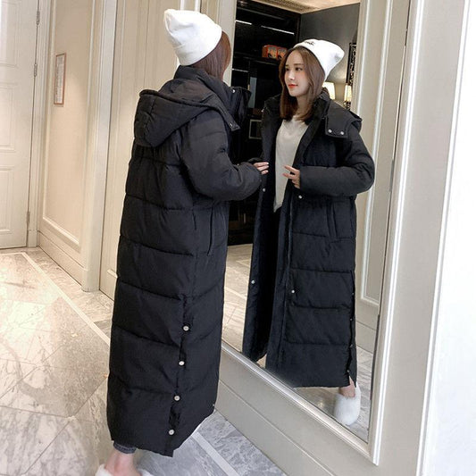 Winter Warm Cotton-padded Jacket Hooded Women's Cotton-padded Jacket Long Over-the-knee Cotton-padded Jacket Winter Thick Warm Jacket Loose and Casual