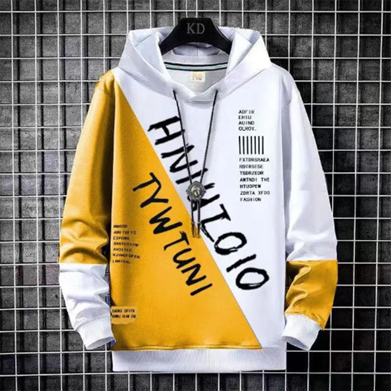 Spring and Autumn Men's Sports and Leisure Suits Teen Trend Loose Printed Letters Hooded Tops and Trousers Set