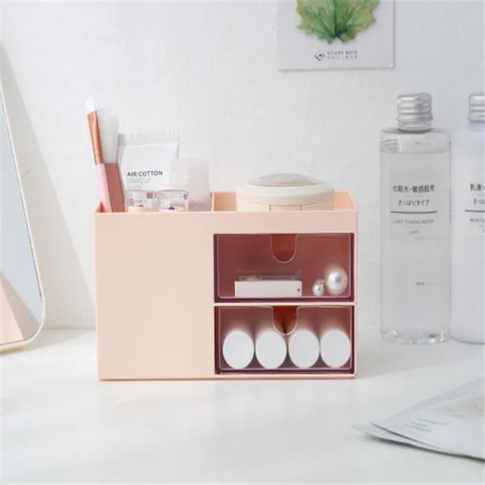 Desktop Storage Storage Box Large Capacity Double Drawer Jewelry Box European Dresser Makeup Hand Jewelry Box Pen Holder