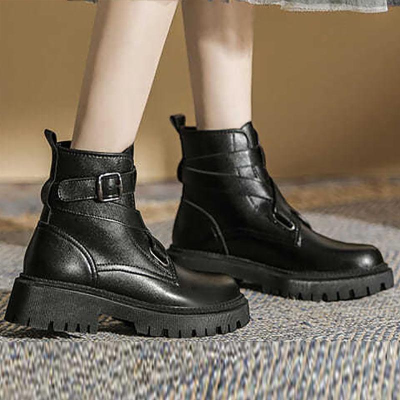 British Style Martin Boots Women Spring and Autumn Single Boots Thick-soled Leather Short Boots Summer Thick Heel Boots Children