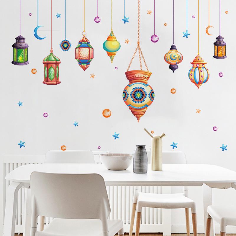 self-adhesive waterproof decoration removable wall stickers colorful chandelier cartoon wallpaper